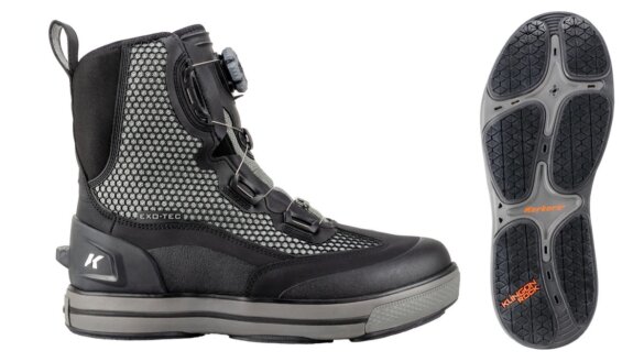 Korkers Chrome Lite Wading Boots with Boa lacing system and rubber sole shown.