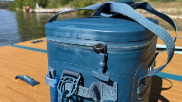 Closeup of zipper on RTIC Ultra-Tough Soft Cooler 20-can option.