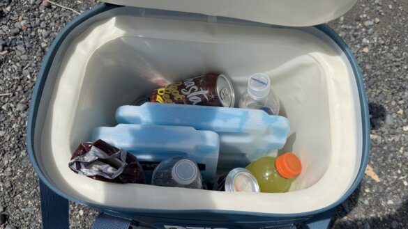 Ice packs inside a 20-can version of the RTIC Ultra-Tough Soft Cooler.